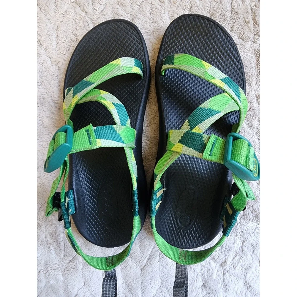 Chaco Kids Z1 Ecotread Green Geometric Strappy Sandals Size 6 JCH180394Z